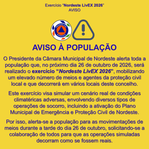 AVISO À POPULAÇÃO - exercício “Nordeste LivEX 2026